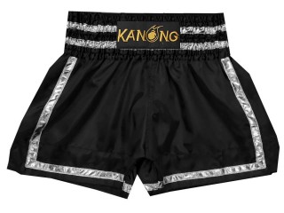 Kanong Muay Thaiboksing Shorts Kickboksing : KNS-140-Svart-Sølv